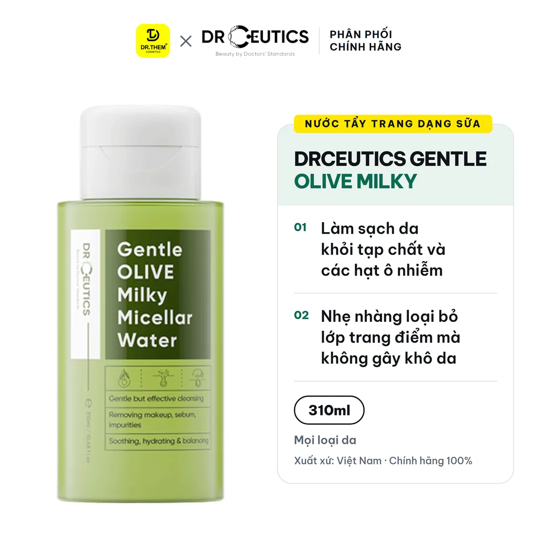 Nước Tẩy Trang Dạng Sữa Gentle OLIVE Milky Micellar Water DrCeutics 310ml