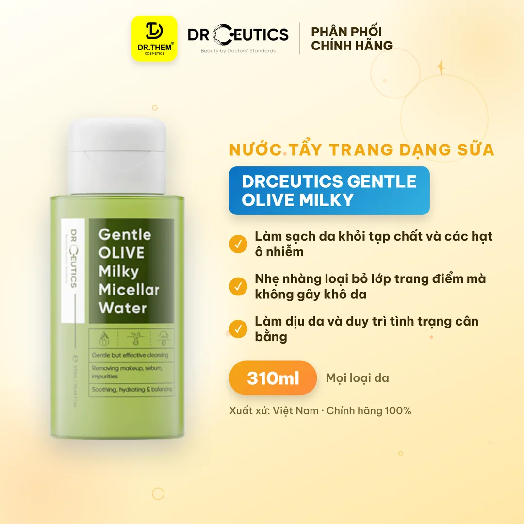 Nước Tẩy Trang Dạng Sữa Gentle OLIVE Milky Micellar Water DrCeutics 310ml
