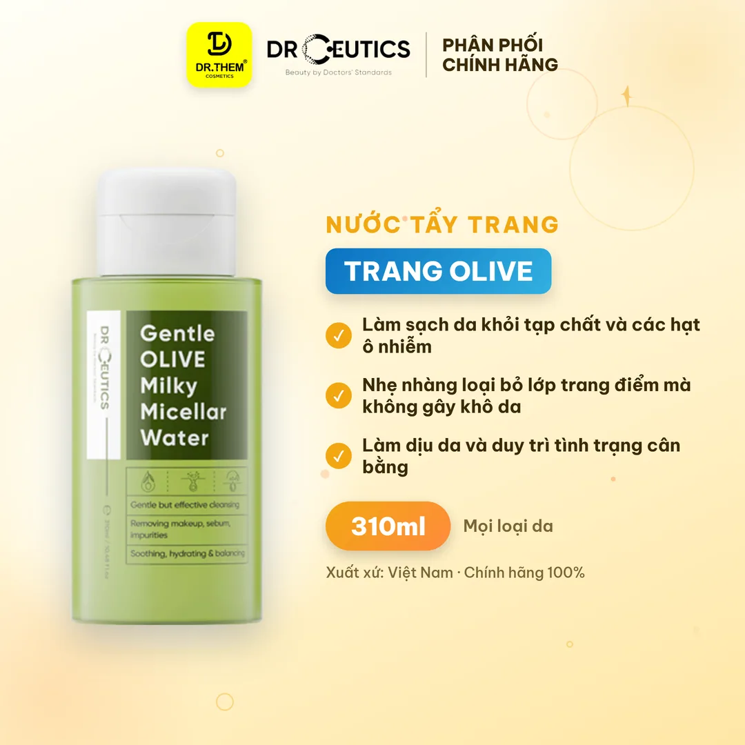 Nước Tẩy Trang Và Sữa Tẩy Trang DrCeutics Ultra Mild Gentle Olive Milky Micellar Làm Sạch Sâu Cho Mọi Loại Da 500ml 5