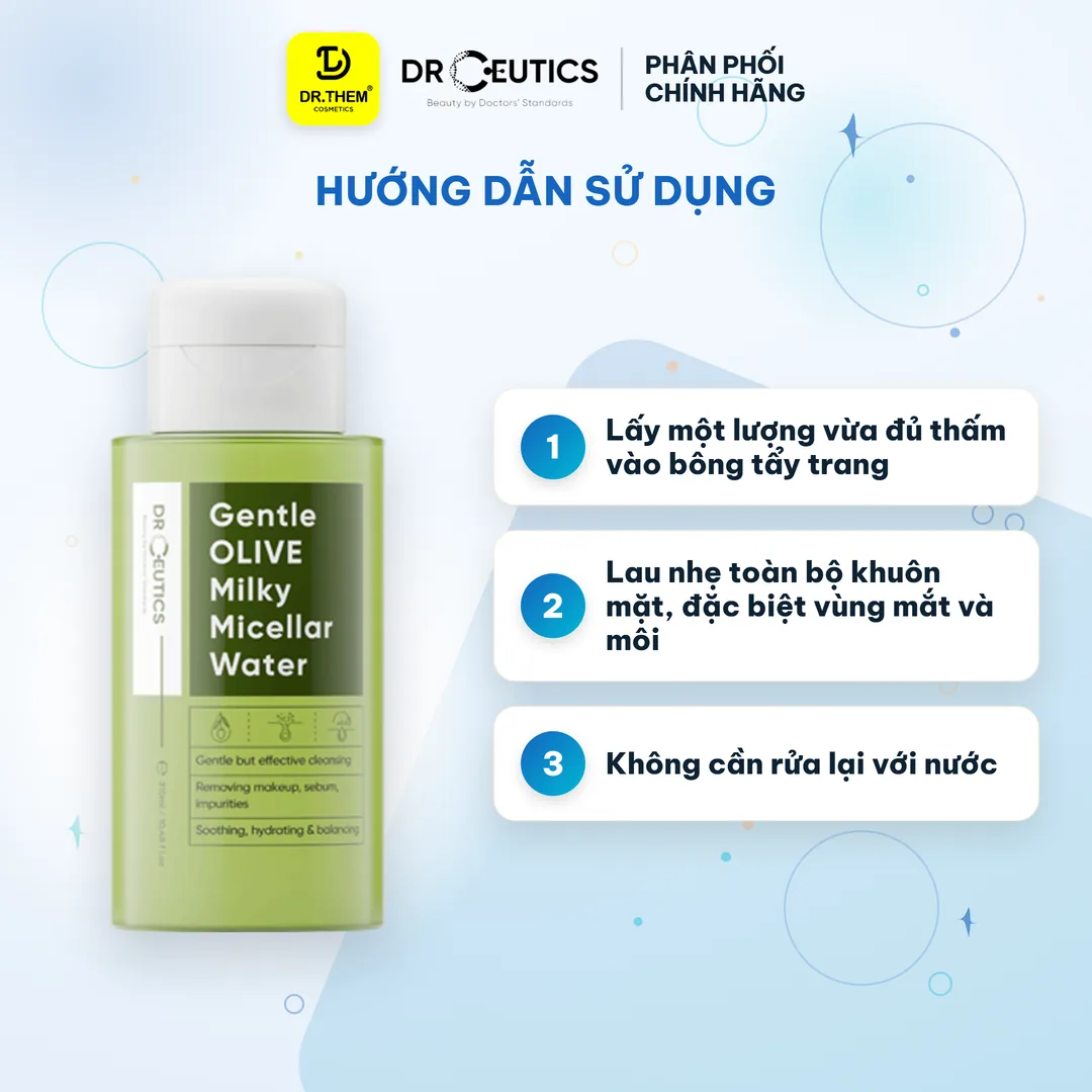 Nước Tẩy Trang Dạng Sữa Gentle OLIVE Milky Micellar Water DrCeutics 310ml 3