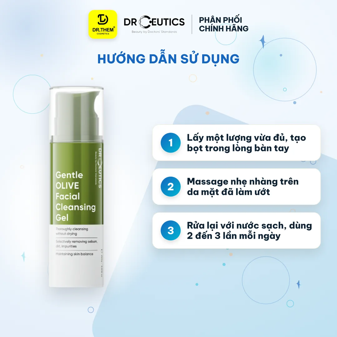Gel Rửa Mặt Tạo Bọt Gentle OLIVE Facial Cleansing Gel DrCeutics 250g 3