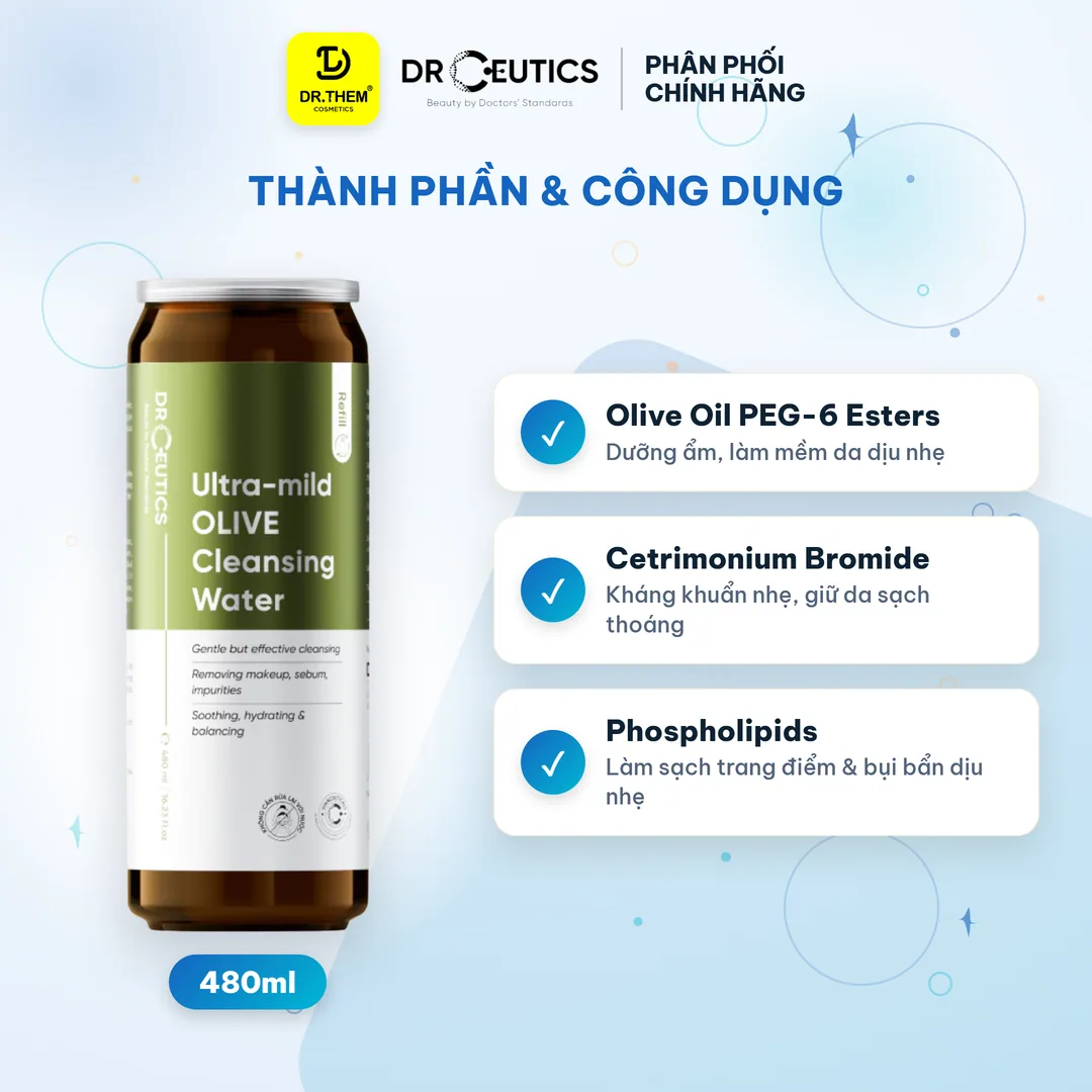 Nước Tẩy Trang Và Sữa Tẩy Trang DrCeutics Ultra Mild Gentle Olive Milky Micellar Làm Sạch Sâu Cho Mọi Loại Da 500ml 8