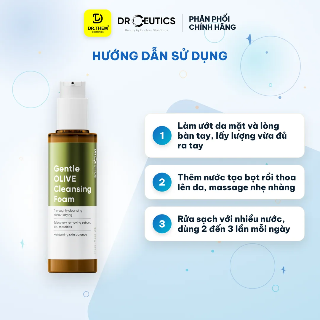 Sữa Rửa Mặt Drceutics Gentle Olive Cleansing Foam Làm Sạch Sâu Dịu Nhẹ Cân Bằng Ẩm Cho Mọi Loại Da 3