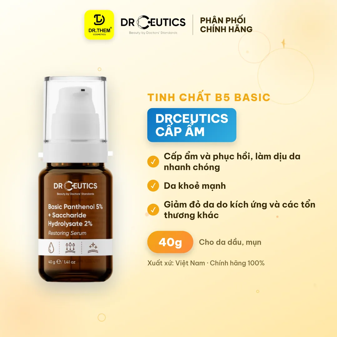 Tinh Chất B5 Basic Hydration 5% DrCeutics Cấp Ẩm Hỗ Trợ Phục Hồi Cho Da Dầu Mụn 40g