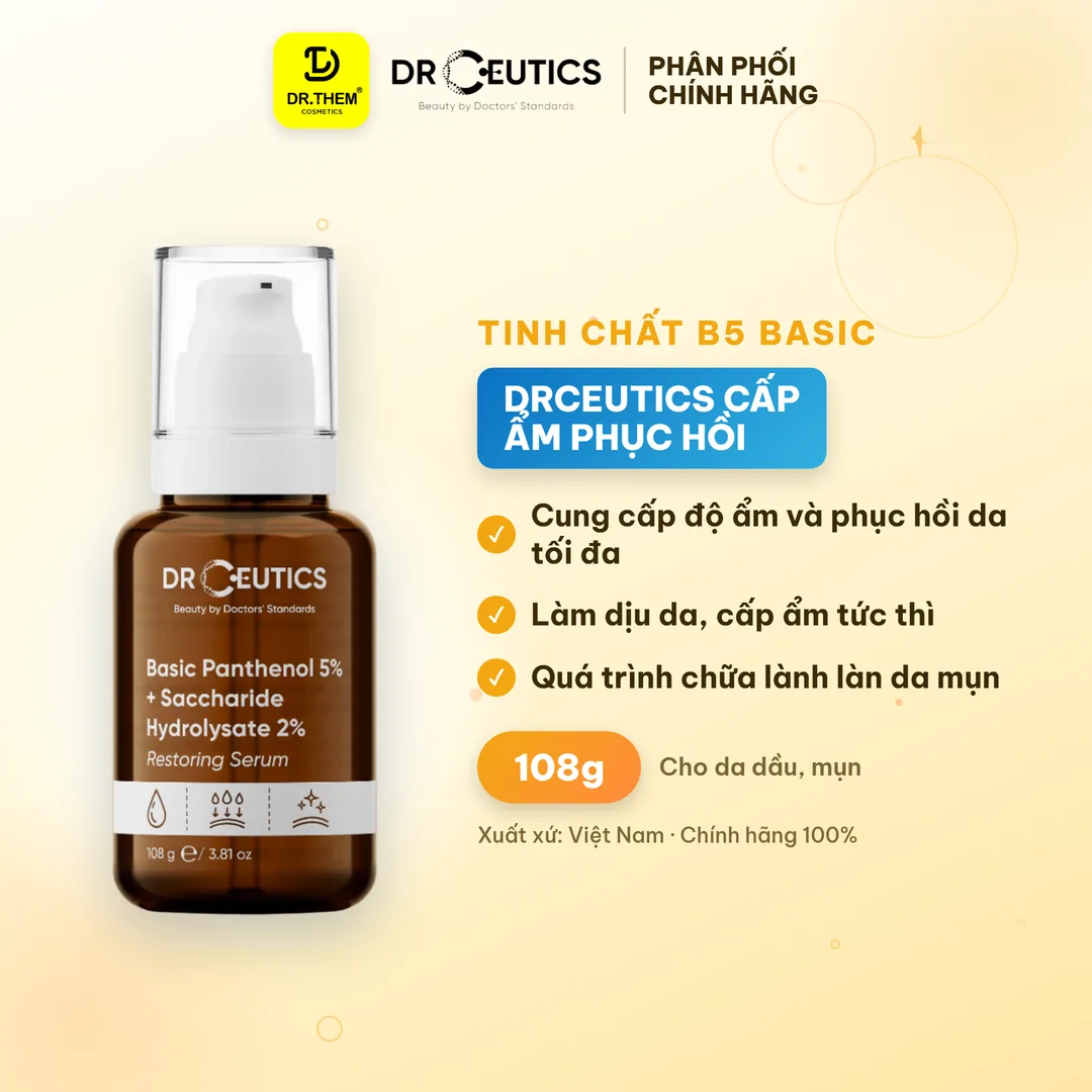 Tinh Chất B5 Basic Hydration 5% DrCeutics Cấp Ẩm Phục Hồi Cho Da Dầu Mụn 108g