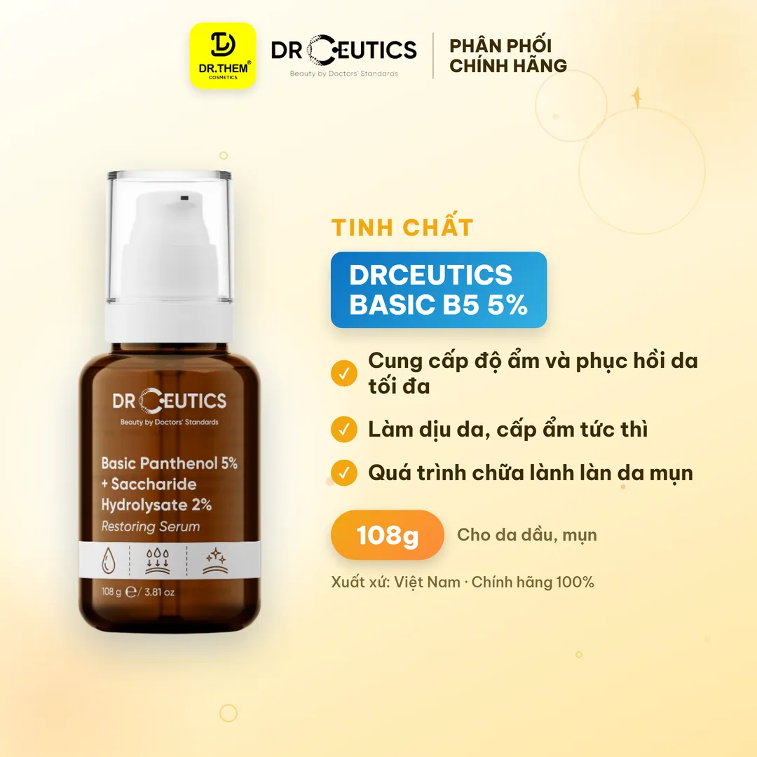 Tinh Chất DrCeutics Serum B5 Basic Và Dexpanthenol 10% Cấp Ẩm Hỗ Trợ Phục Hồi Làm Dịu Da Dầu Mụn 30g/40g/100g 3