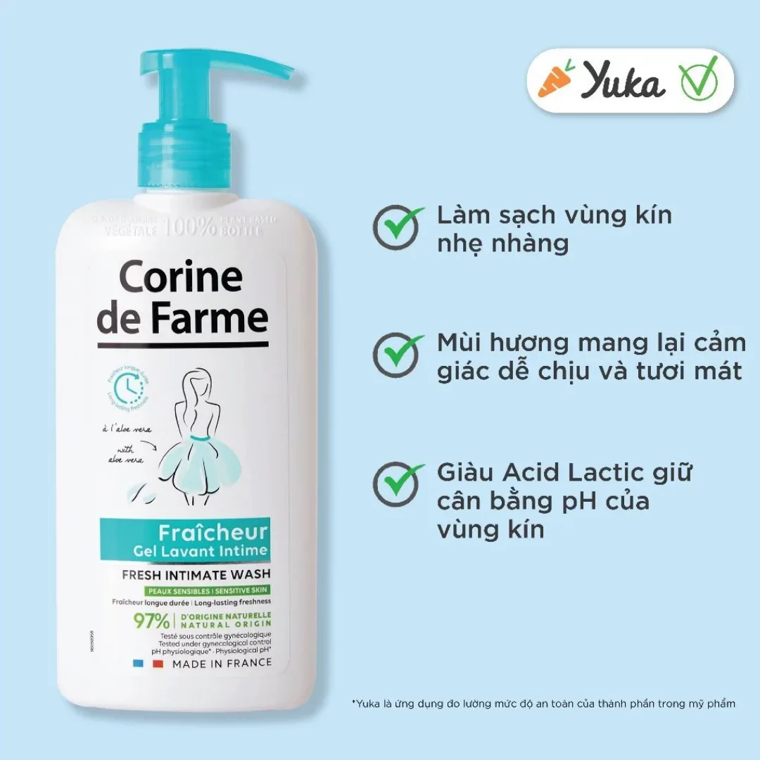 Dung Dịch Vệ Sinh Phụ Nữ Corine De Farme Intimate Gel Làm Sạch Dịu Nhẹ Cân Bằng pH Khử Mùi 250ml 6