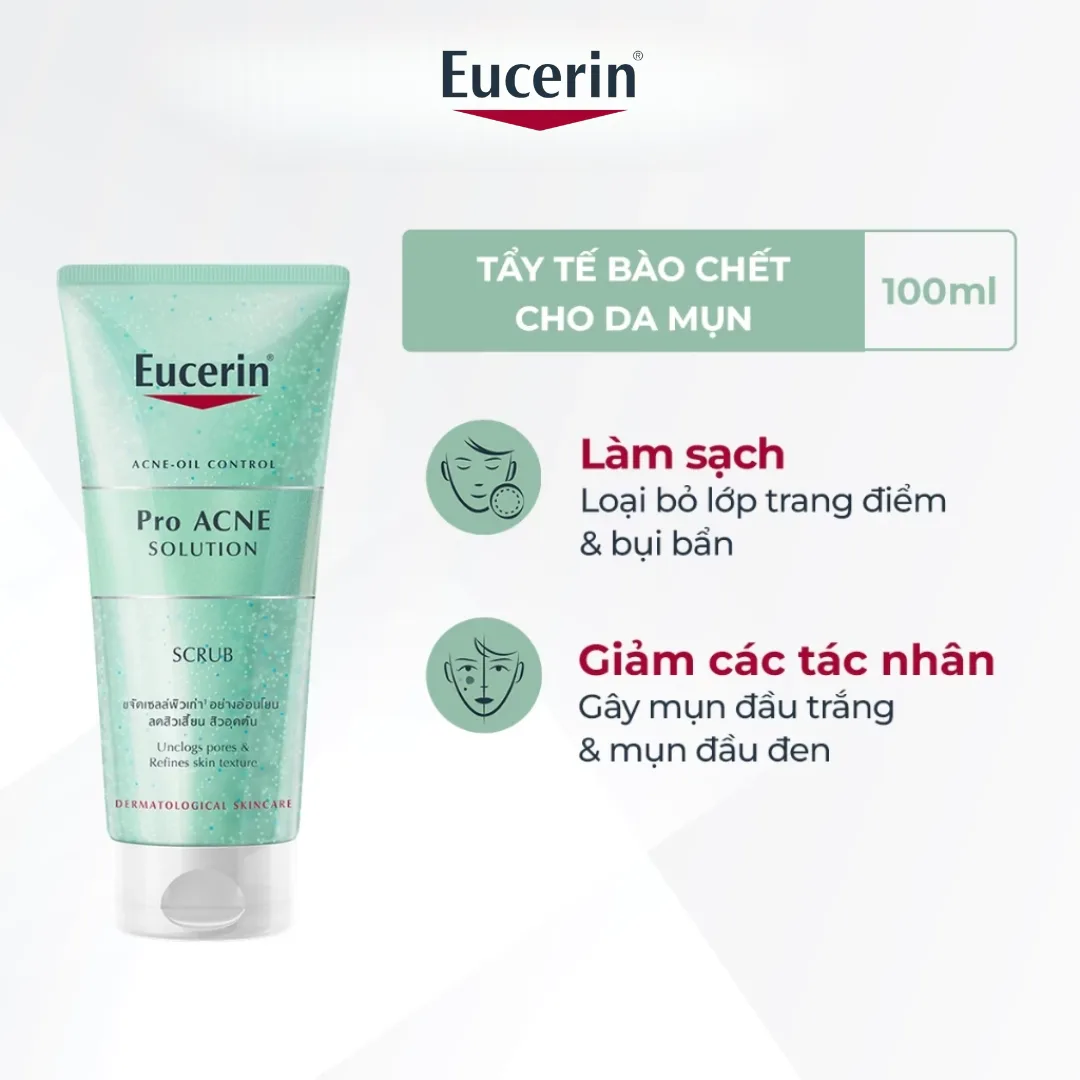 Gel Tẩy Tế Bào Chết Eucerin Pro Acne Solution Scrub Làm Sạch Sâu Thông Thoáng Lỗ Chân Lông Cho Da Dầu Mụn 100ml 2
