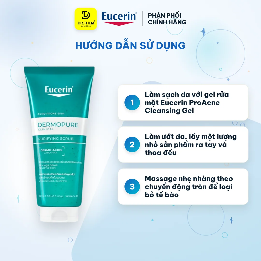 Gel Tẩy Tế Bào Chết Eucerin Pro Acne Solution Scrub Làm Sạch Sâu Thông Thoáng Lỗ Chân Lông Cho Da Dầu Mụn 100ml 7