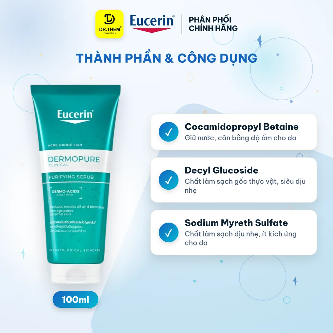 Gel Tẩy Tế Bào Chết Eucerin Pro Acne Solution Scrub Làm Sạch Sâu Thông Thoáng Lỗ Chân Lông Cho Da Dầu Mụn 100ml 6
