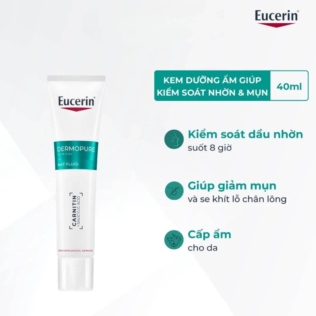 Kem Dưỡng Eucerin DermoPure Clinical Mat Fluid Kiềm Dầu Hỗ Trợ Giảm Mụn Mờ Thâm Cho Da Dầu Mụn 40ml 3