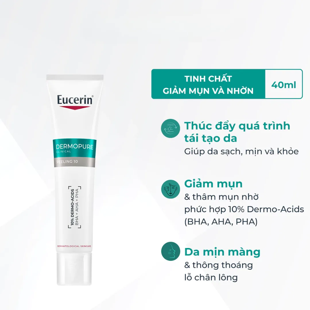 Tinh Chất Eucerin DermoPure Clinical Peeling 10 AHA BHA PHA Hỗ Trợ Giảm Mụn Kiềm Nhờn Cho Da Dầu Mụn 40ml 2