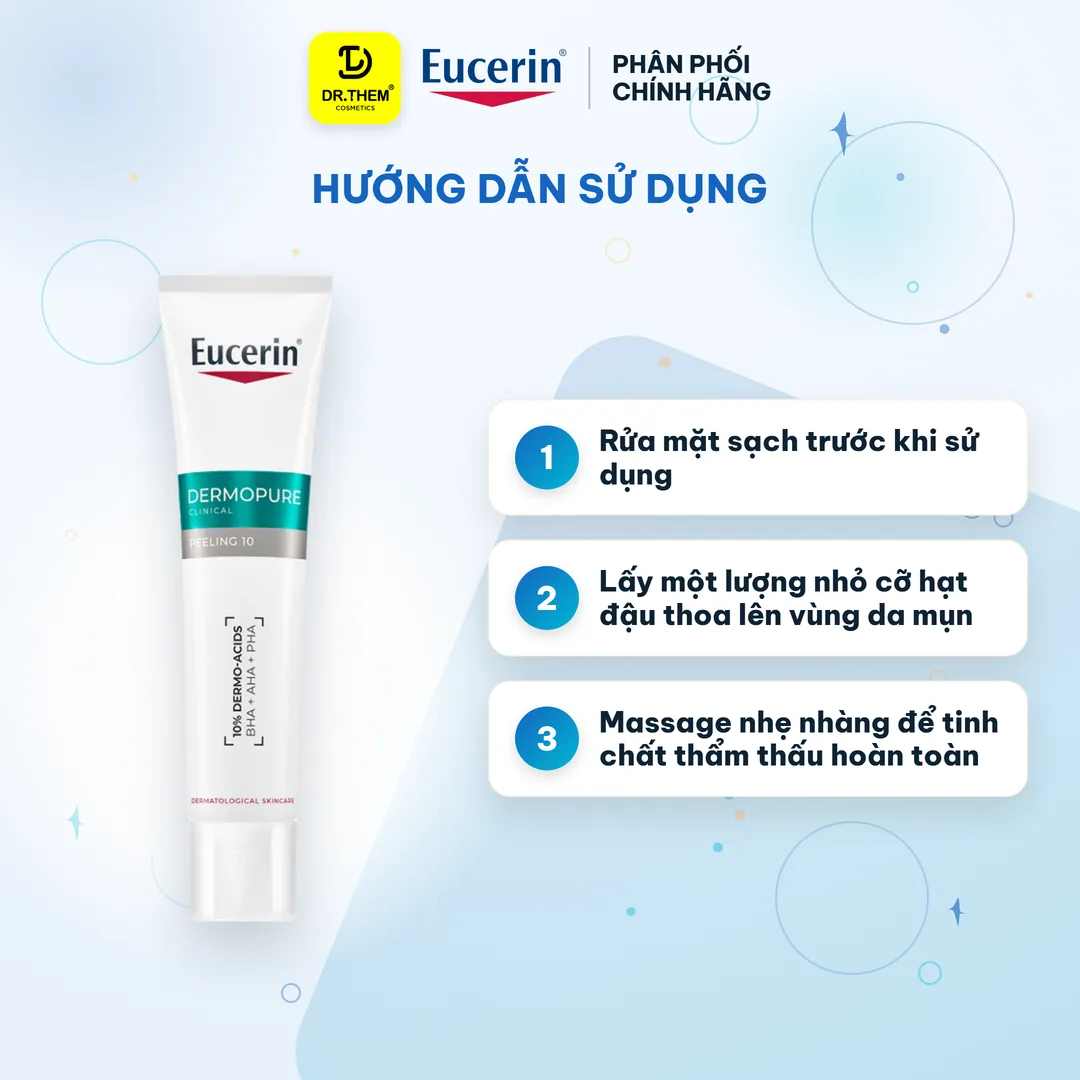 Tinh Chất Eucerin DermoPure Clinical Peeling 10 AHA BHA PHA Hỗ Trợ Giảm Mụn Kiềm Nhờn Cho Da Dầu Mụn 40ml 8