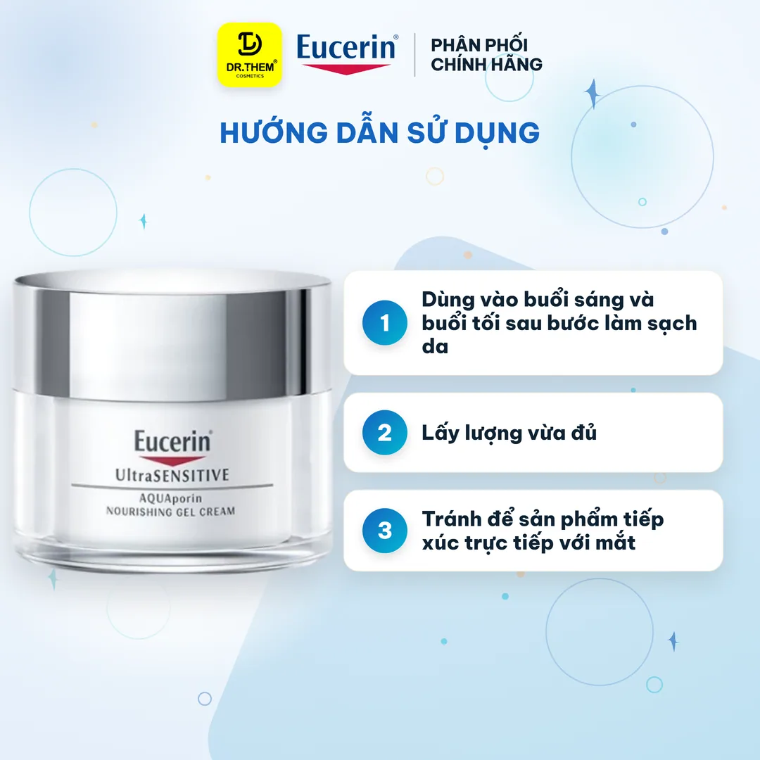 Kem Dưỡng Ẩm Eucerin Ultrasensitive Aquaporin Nourishing Gel Cream Cấp Ẩm 24H Cho Da Thường Đến Hỗn Hợp 50ml 5