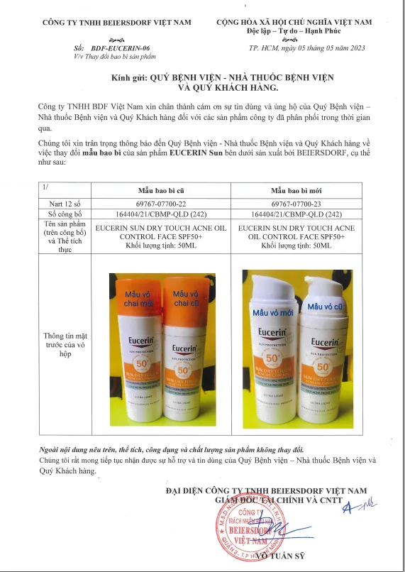 Kem Chống Nắng Eucerin Sun Dry Touch Acne Oil Control Face SPF50+ Kiềm Dầu Ngừa Mụn Cho Da Dầu Mụn 50ml 7