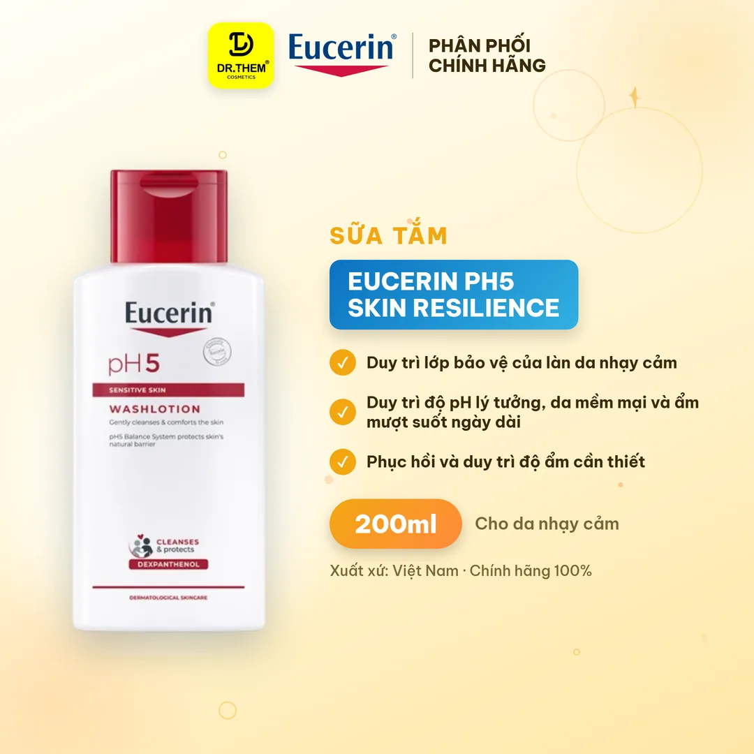 Sữa Tắm Eucerin pH5 Skin Resilience Washlotion Làm Sạch Dịu Nhẹ Dưỡng Ẩm Cho Da Nhạy Cảm 200ml