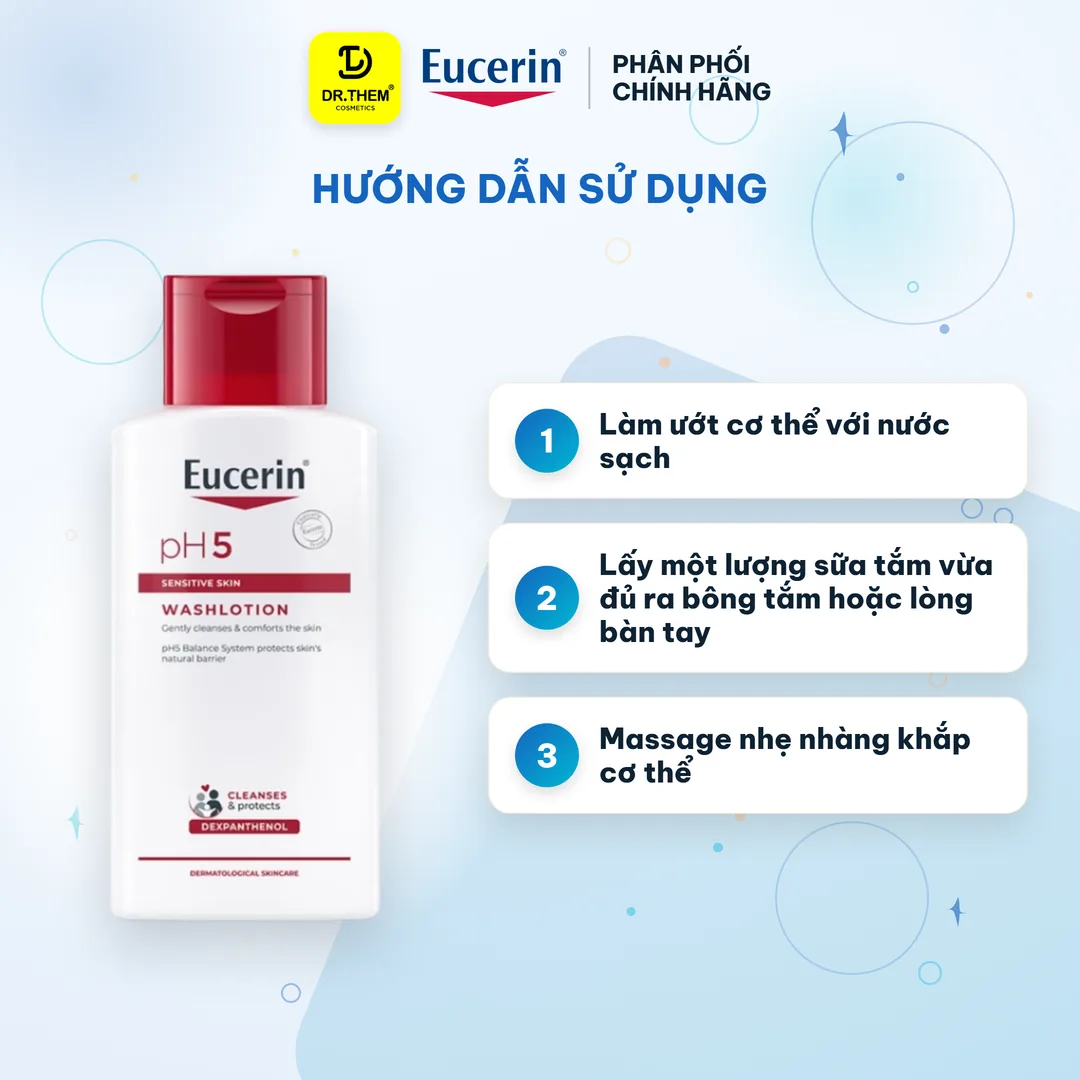 Sữa Tắm Eucerin pH5 Skin Resilience Washlotion Làm Sạch Dịu Nhẹ Dưỡng Ẩm Cho Da Nhạy Cảm 200ml 3