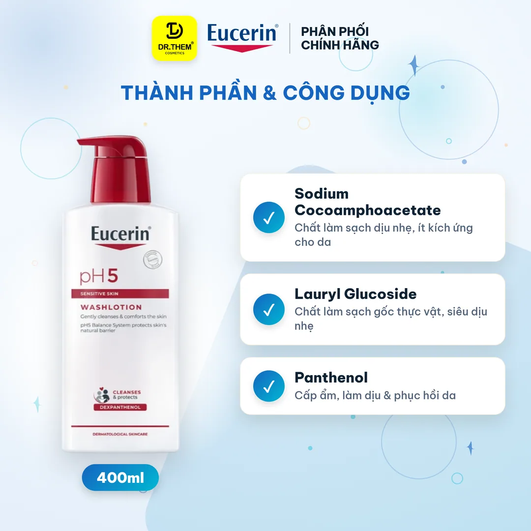 Sữa Tắm Cho Da Nhạy Cảm Eucerin pH5 Skin Resilience Washlotion 400ml 2