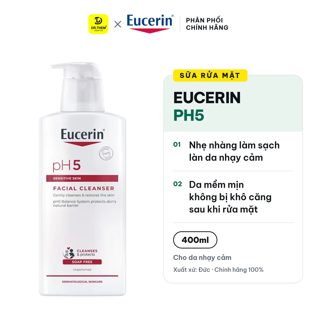 Sữa Rửa Mặt Eucerin PH5 Cho Da Nhạy Cảm 400ml - Facial Cleanser Sensitive Skin SRM