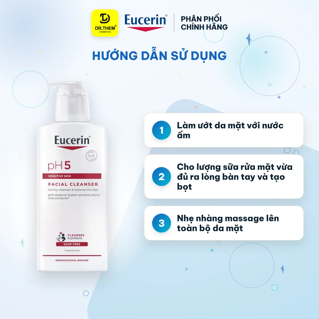 Sữa Rửa Mặt Eucerin PH5 Cho Da Nhạy Cảm 400ml - Facial Cleanser Sensitive Skin SRM 3