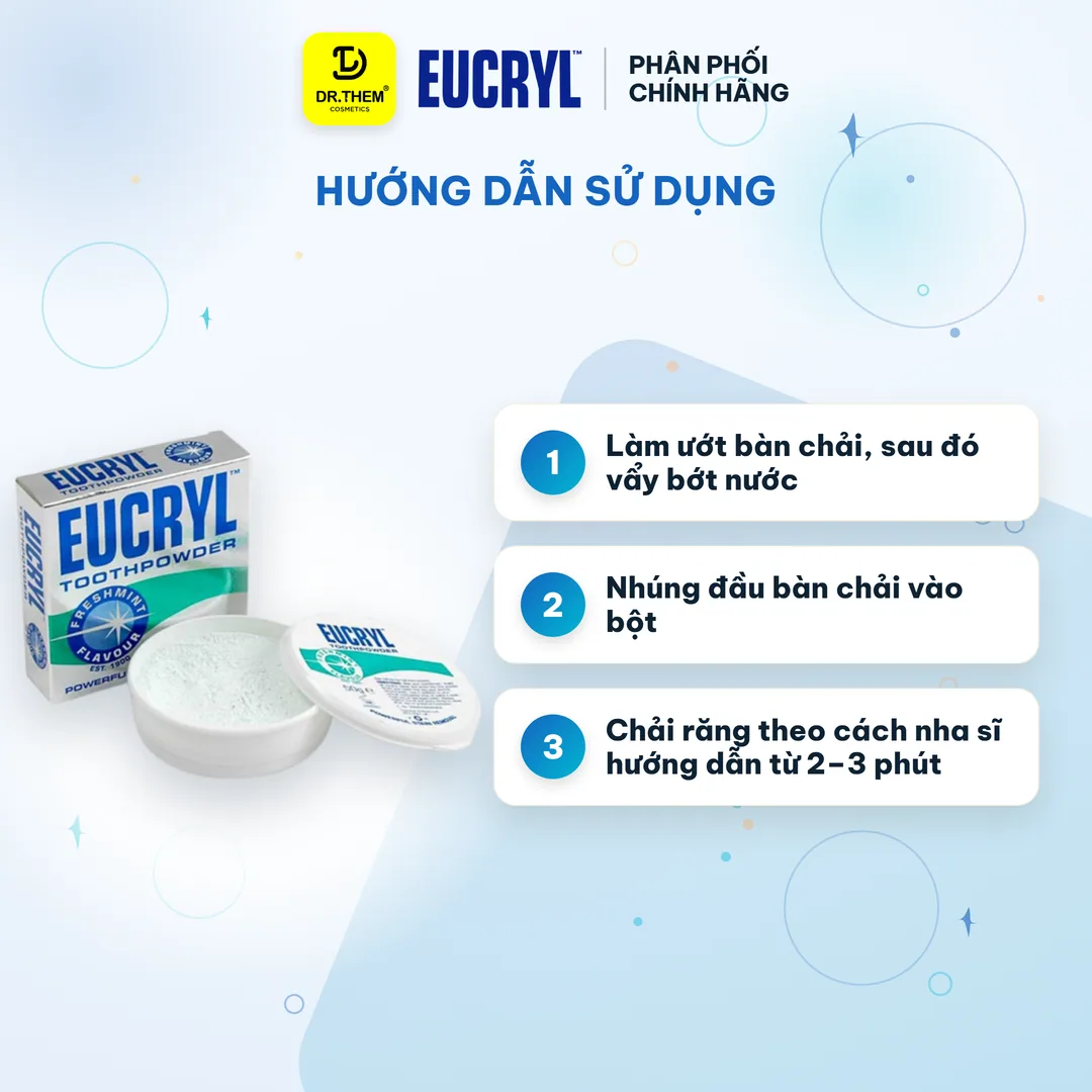 Bột Làm Trắng Răng Eucryl Tooth Powder Freshmint Hỗ Trợ Làm Sạch Mảng Bám Vết Ố Hương Bạc Hà 50g 8