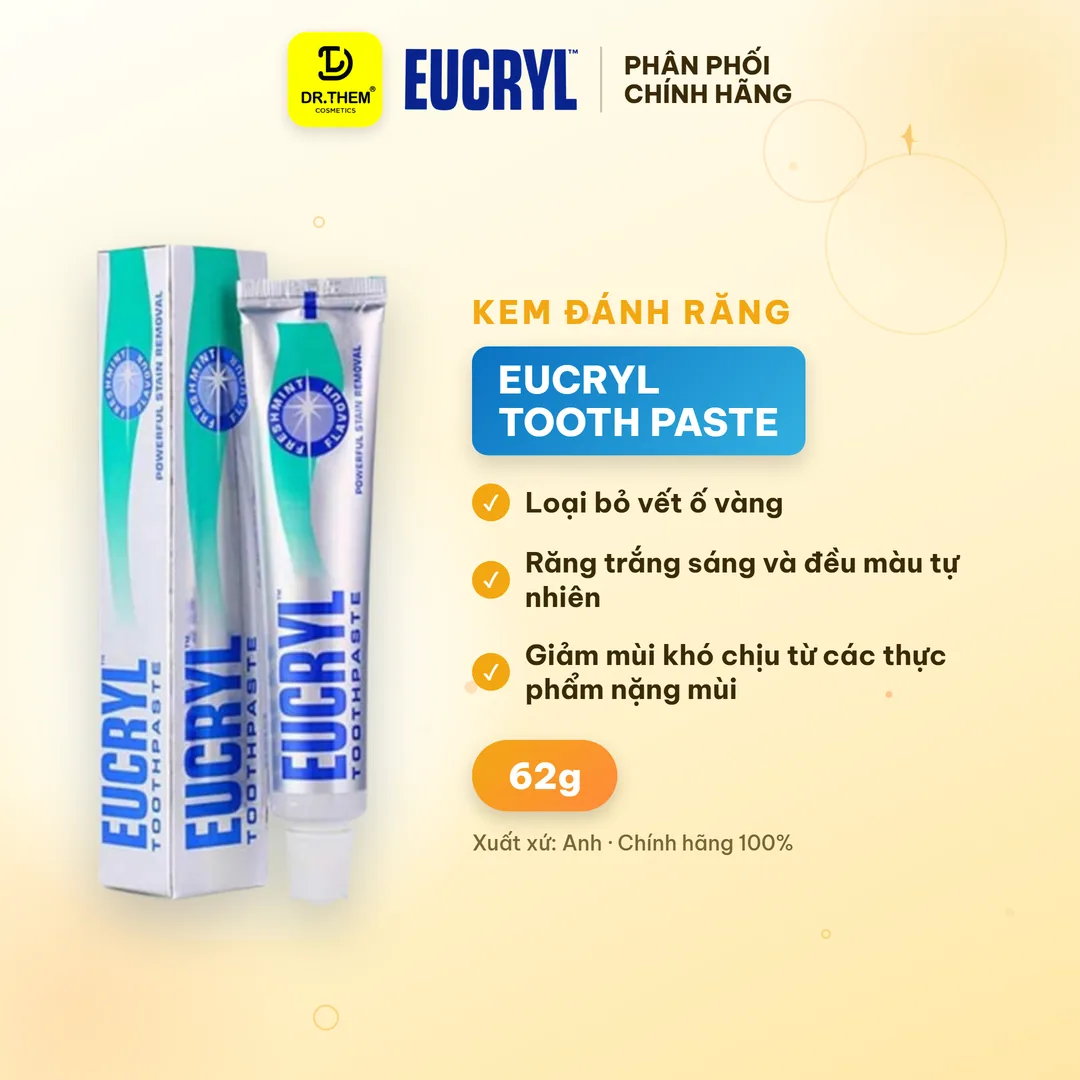 Kem Đánh Răng Eucryl Tooth Paste Freshmint Làm Trắng Răng Ngăn Ngừa Cao Răng Hương Bạc Hà 62g