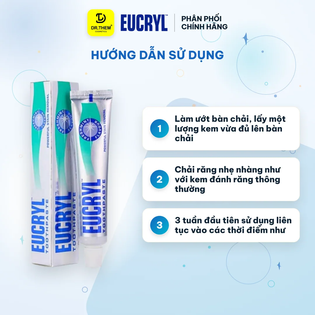 Kem Đánh Răng Eucryl Tooth Paste Freshmint Làm Trắng Răng Ngăn Ngừa Cao Răng Hương Bạc Hà 62g 8