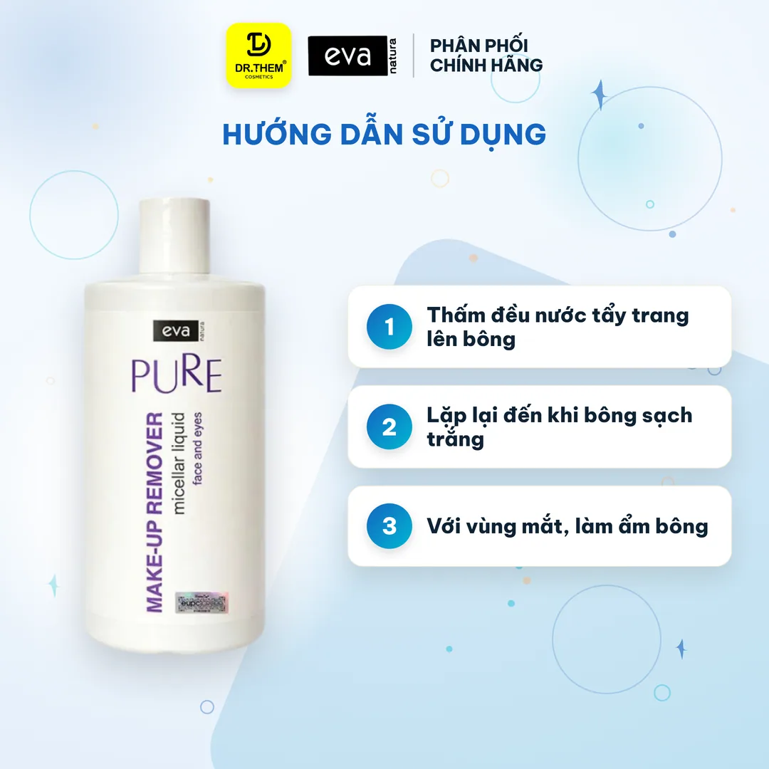 Nước Tẩy Trang Eva Natura Pure Micellar Liquid Làm Sạch Dịu Nhẹ Vùng Mặt Mắt Môi Cho Da Nhạy Cảm 500ml 5
