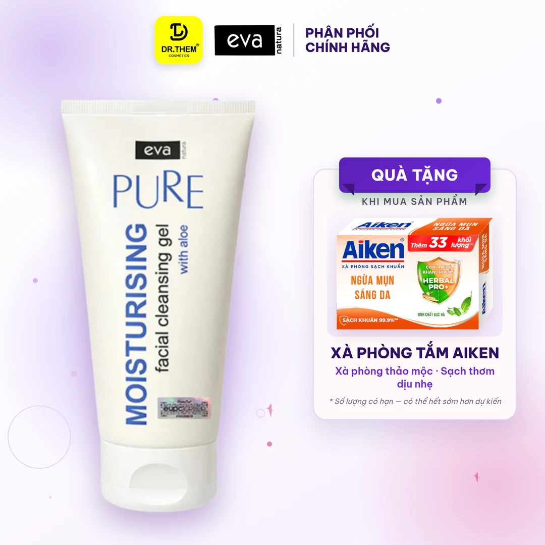 Gel Rửa Mặt Eva Natura Pure Moisturising Facial Cleansing Gel With Aloe Vera Dưỡng Ẩm Cho Da Khô 150ml