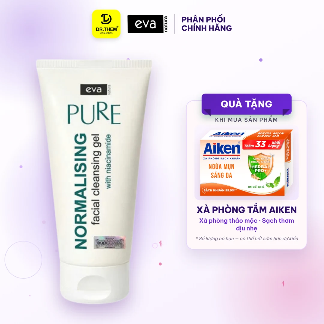 Gel Rửa Mặt Eva Natura Pure Chứa Niacinamide Và 8 Thảo Dược Làm Sạch Kiểm Soát Dầu Cho Da Dầu Mụn 150ml