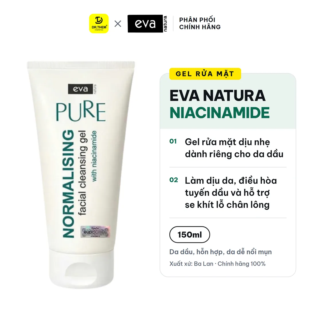Gel Rửa Mặt Eva Natura Pure Chứa Niacinamide Và 8 Thảo Dược Làm Sạch Kiểm Soát Dầu Cho Da Dầu Mụn 150ml 2