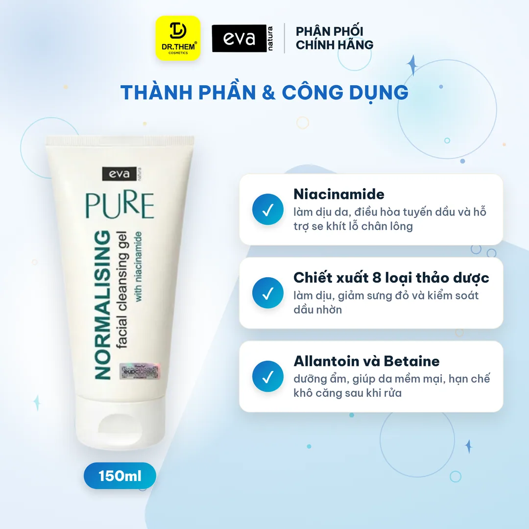Gel Rửa Mặt Eva Natura Pure Chứa Niacinamide Và 8 Thảo Dược Làm Sạch Kiểm Soát Dầu Cho Da Dầu Mụn 150ml 3