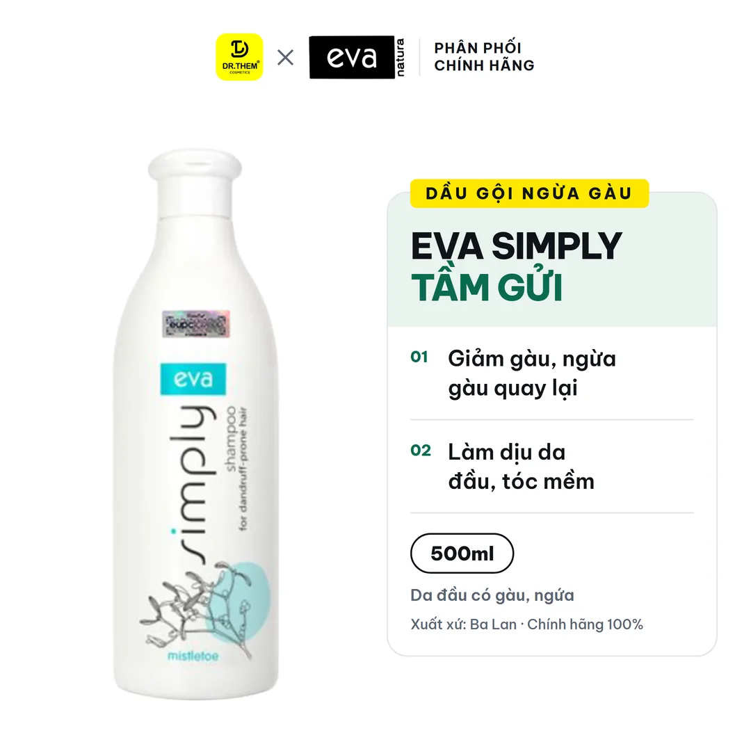 Dầu Gội Eva Simply Tầm Gửi Ngừa Gàu Shampoo For Dandruff-Prone Hair Làm Dịu Da Đầu 500ml – ảnh 1