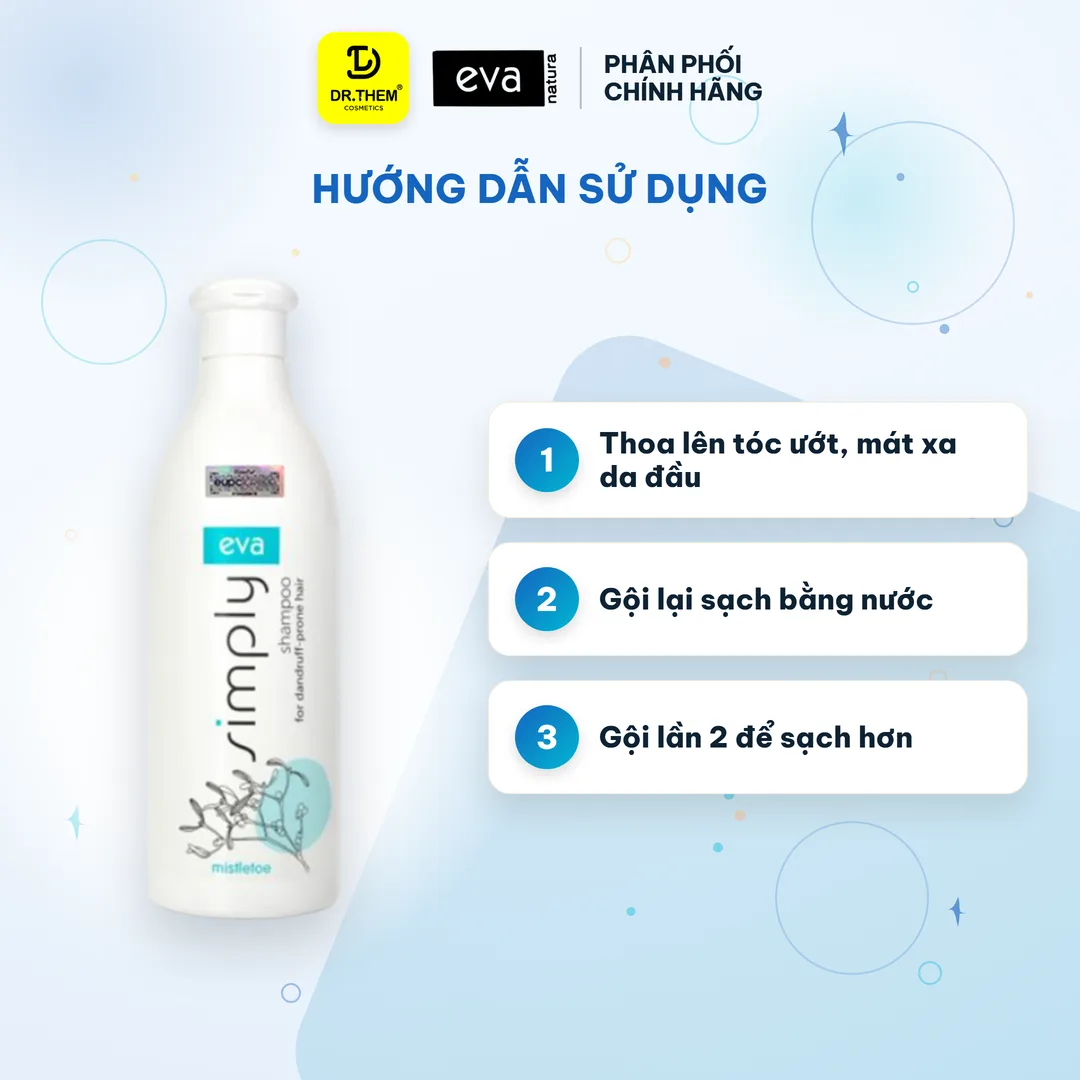 Dầu Gội Eva Simply Tầm Gửi Ngừa Gàu Shampoo For Dandruff-Prone Hair Làm Dịu Da Đầu 500ml – ảnh 3