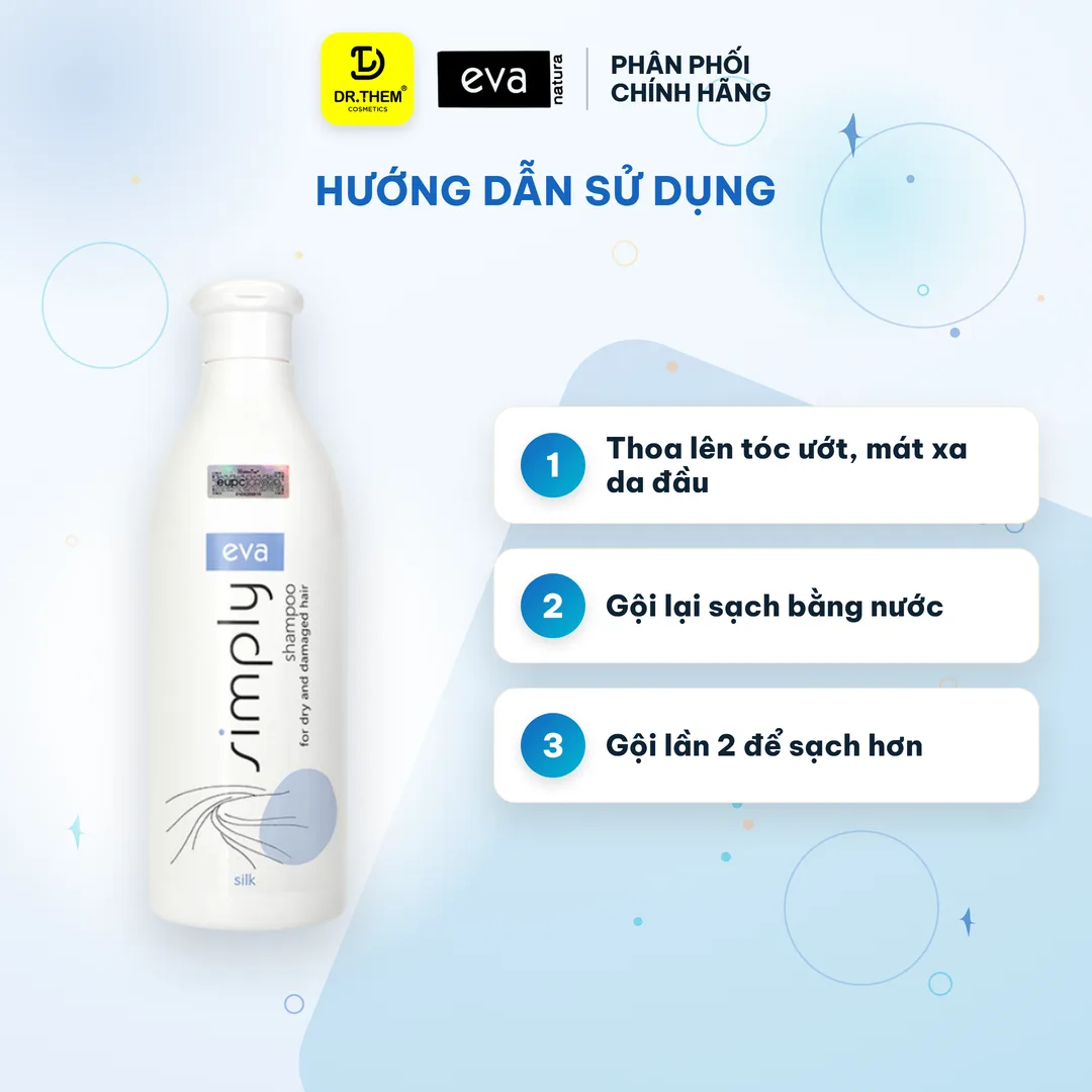 Dầu Gội Eva Simply Silk Cho Tóc Khô Hư Tổn Shampoo For Dry And Damaged Hair Mềm Mượt 500ml 4