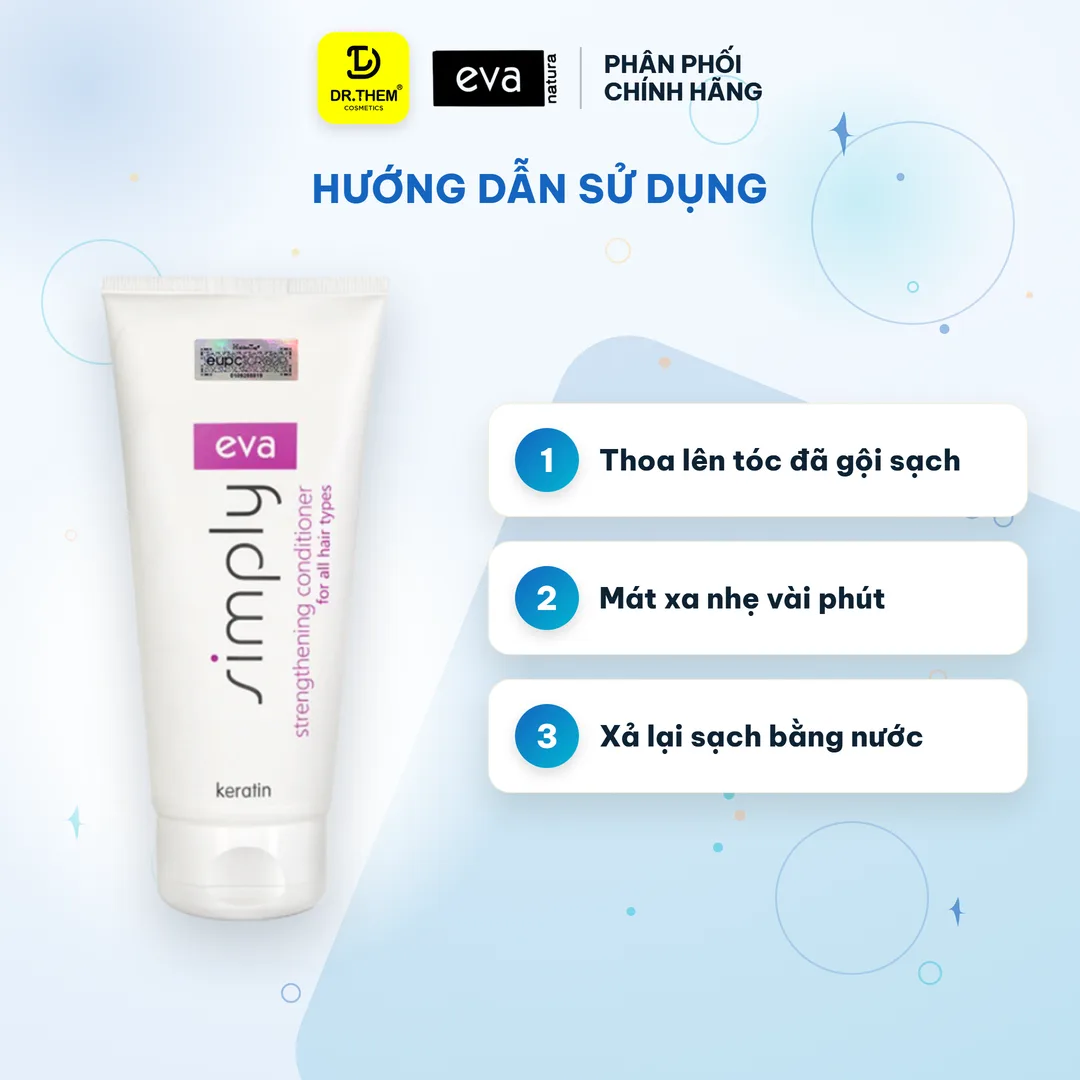 Dầu Xả Eva Simply Keratin Strengthening Conditioner Cho Mọi Loại Tóc Mềm Mượt Chắc Khoẻ 200ml 4