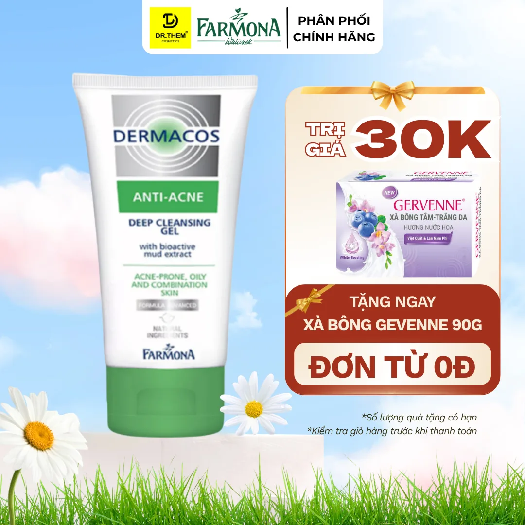 Sữa Rửa Mặt Farmona Dermacos Anti Acne Deep Cleansing Gel Làm Sạch Sâu Hỗ Trợ Giảm Mụn Cho Da Dầu 150ml