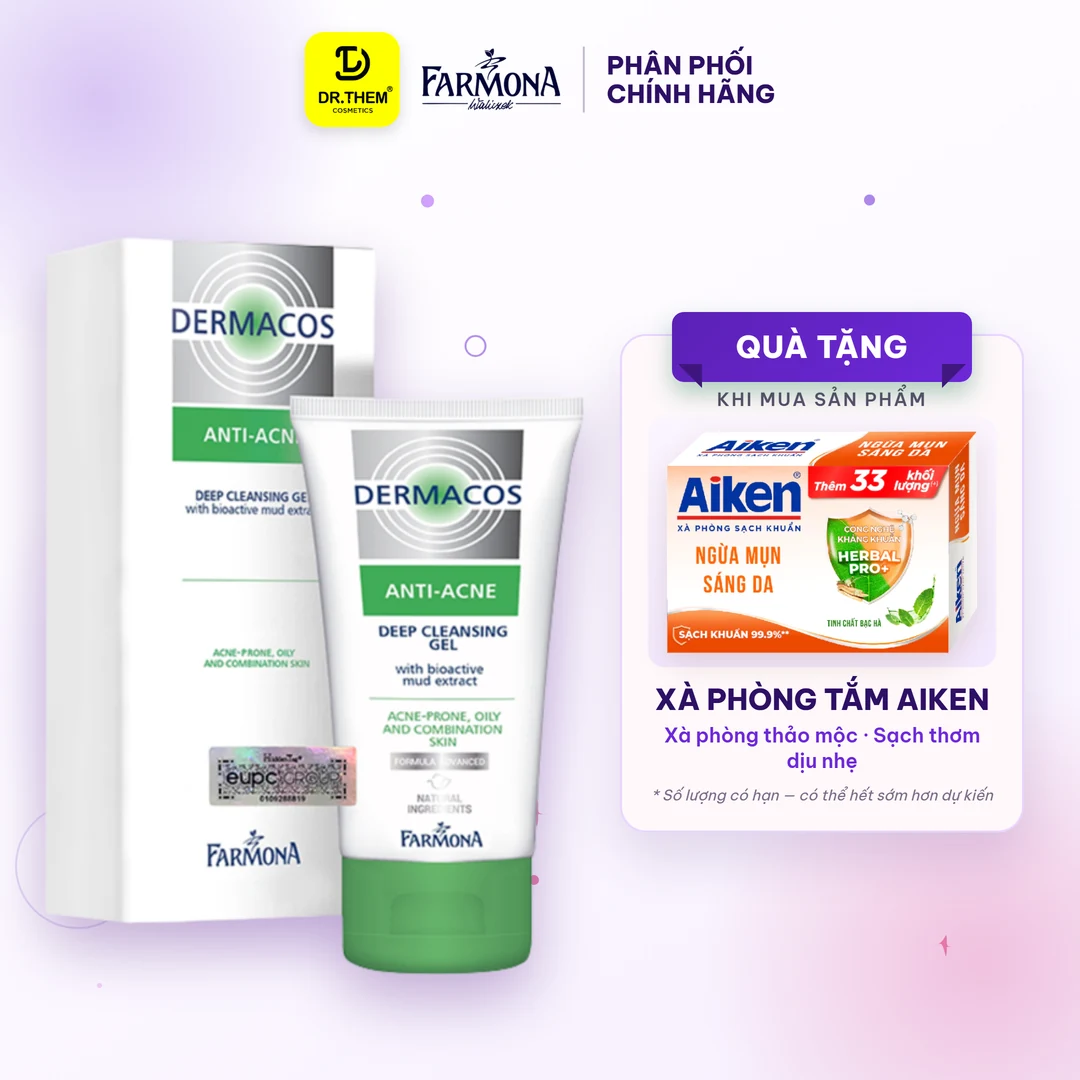 Sữa Rửa Mặt Farmona Dermacos Anti Acne Deep Cleansing Gel Làm Sạch Sâu Hỗ Trợ Giảm Mụn Cho Da Dầu 150ml