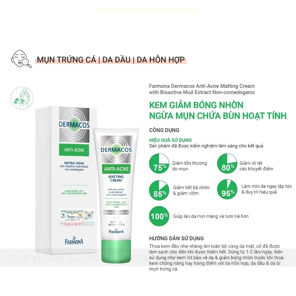 Kem Dưỡng Farmona Dermacos Anti Acne Matting Cream Giảm Bóng Nhờn Hỗ Trợ Ngừa Mụn Cho Da Dầu 50ml 5