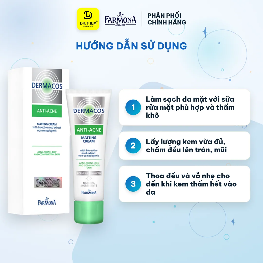 Kem Dưỡng Farmona Dermacos Anti Acne Matting Cream Giảm Bóng Nhờn Hỗ Trợ Ngừa Mụn Cho Da Dầu 50ml 5