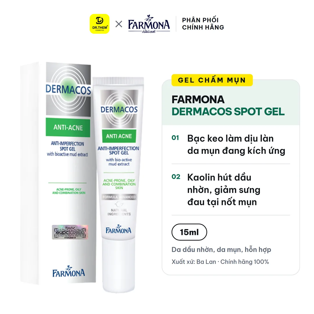 Gel Chấm Mụn Farmona Dermacos Anti Acne Imperfection Spot Gel Chứa Bùn Hoạt Tính Hỗ Trợ Giảm Mụn 15ml – ảnh sản phẩm