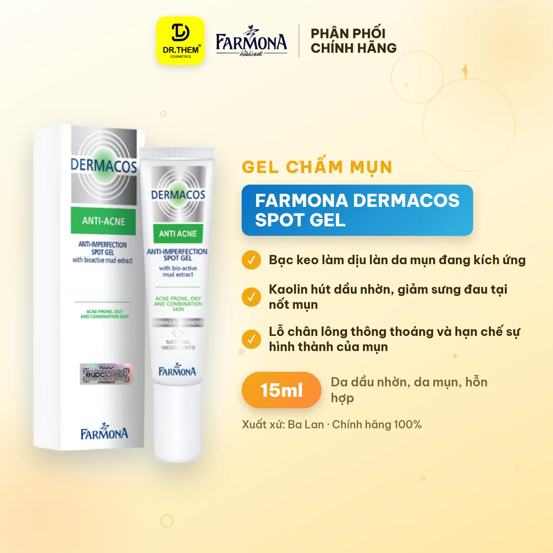 Gel Chấm Mụn Farmona Dermacos Anti Acne Imperfection Spot Gel Chứa Bùn Hoạt Tính Hỗ Trợ Giảm Mụn 15ml