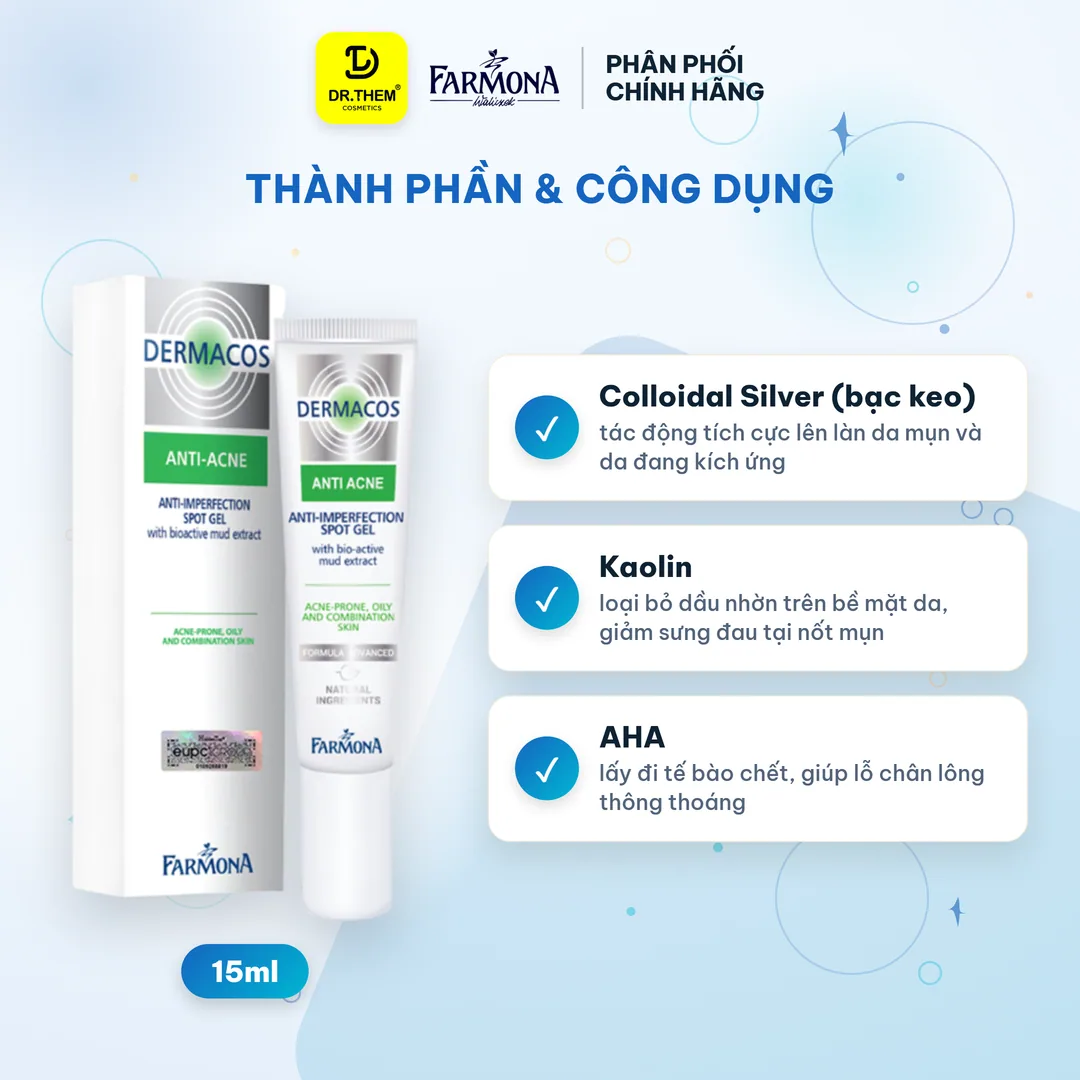 Gel Chấm Mụn Farmona Dermacos Anti Acne Imperfection Spot Gel Chứa Bùn Hoạt Tính Hỗ Trợ Giảm Mụn 15ml 4