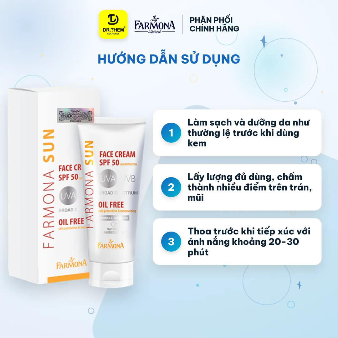 Kem Chống Nắng Farmona Sun Face Cream Oil Free SPF50+ Không Chứa Dầu Kiềm Dầu Cho Da Dầu Mụn 50ml 5