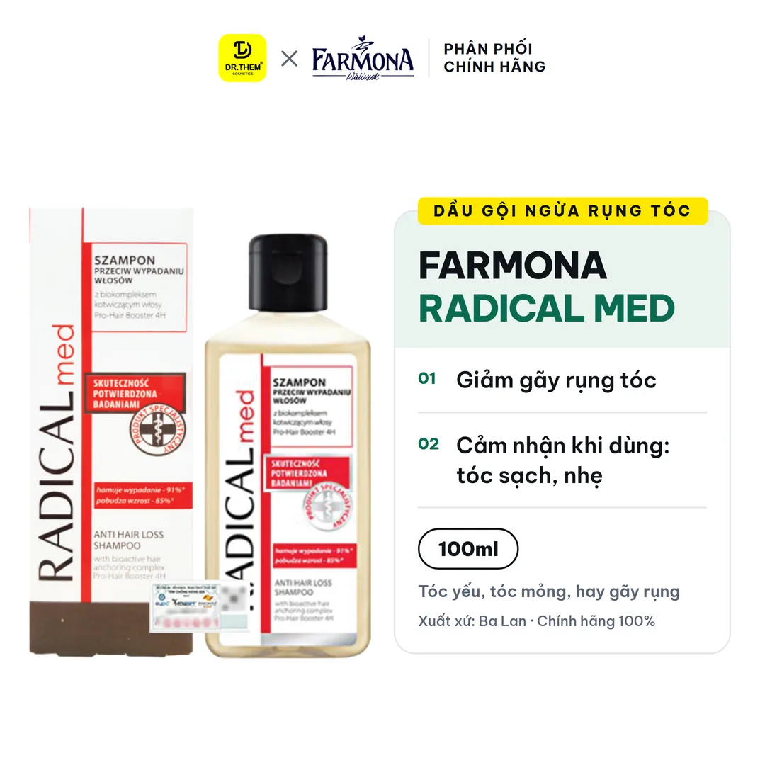 Dầu Gội Farmona Radical Med Anti Hair Loss Shampoo Hỗ Trợ Giảm Rụng Tóc Chắc Khỏe Tóc 100ml 300ml