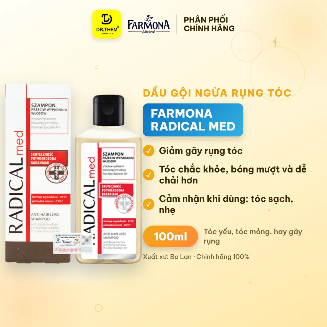 Dầu Gội Farmona Radical Med Anti Hair Loss Shampoo Hỗ Trợ Giảm Rụng Tóc Chắc Khỏe Tóc 100ml