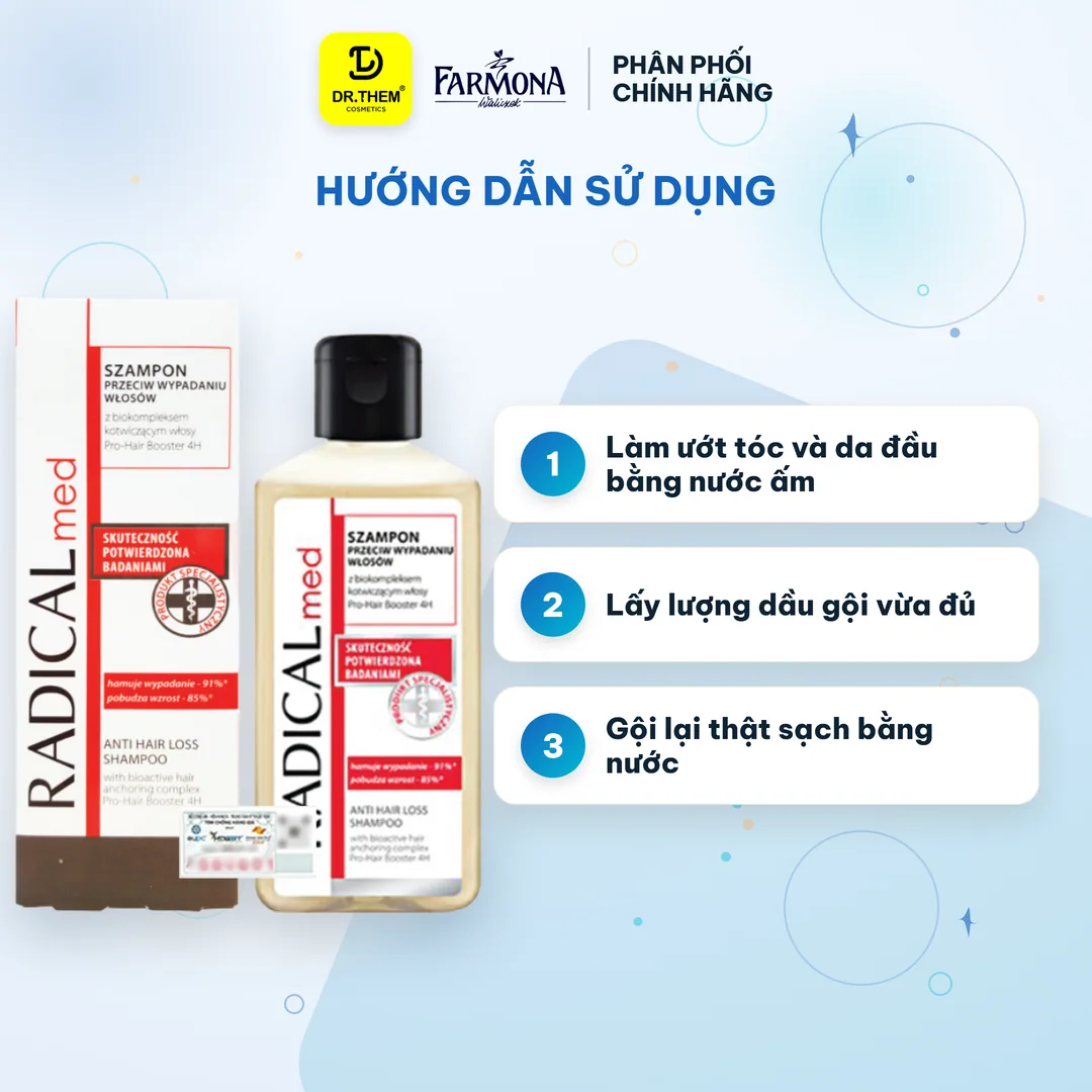 Dầu Gội Farmona Radical Med Anti Hair Loss Shampoo Hỗ Trợ Giảm Rụng Tóc Chắc Khỏe Tóc 100ml 3