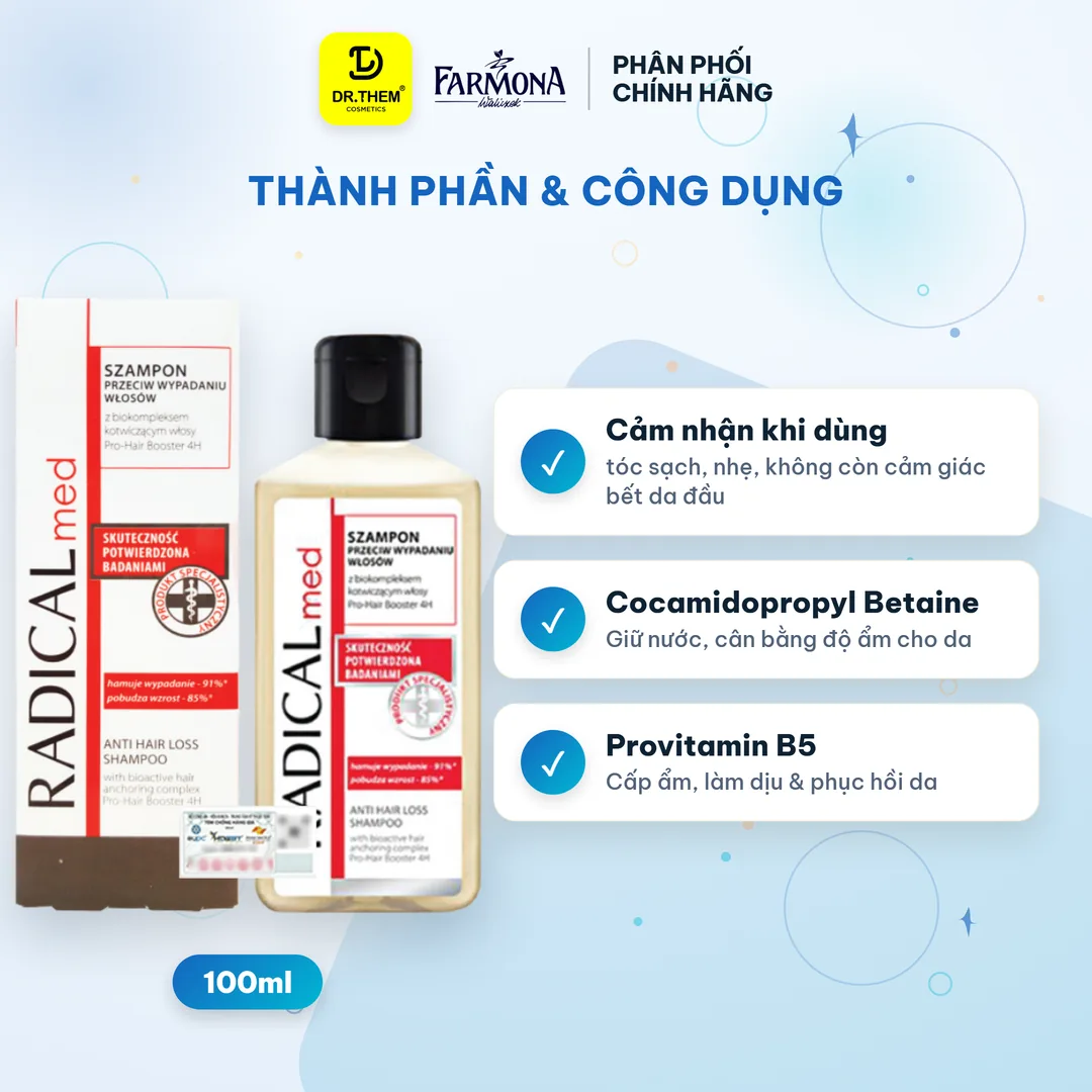 Dầu Gội Farmona Radical Med Anti Hair Loss Shampoo Hỗ Trợ Giảm Rụng Tóc Chắc Khỏe Tóc 100ml 2