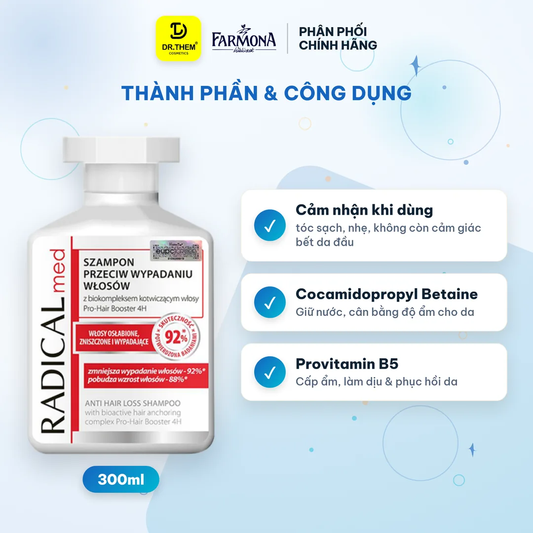 Dầu Gội Farmona Radical Med Anti Hair Loss Shampoo Hỗ Trợ Giảm Rụng Tóc Chắc Khỏe Tóc 300ml 2