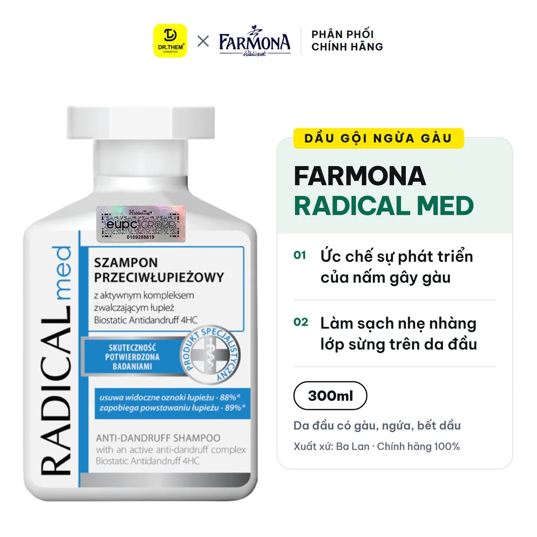 Dầu Gội Farmona Radical Med Anti Dandruff Shampoo Hỗ Trợ Giảm Gàu Làm Dịu Da Đầu 300ml 2